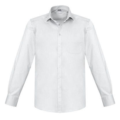 Mens classic white everyday workplace or uniform cuffed sleeves breathable wrinkle resistant corporate Biz Collection S770ML Monaco Mens long sleeve Shirt