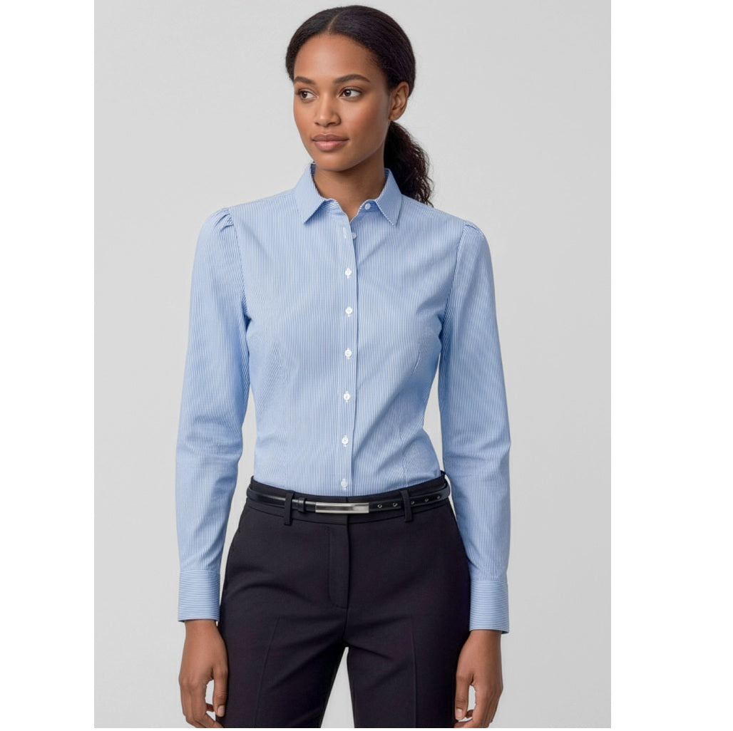 Biz Collection S812LL Euro Ladies Long Sleeve Shirt - Blue - Model View