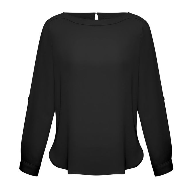 Biz Collection S828LL Womens Madison Boatneck Top - Black - Alternative Front View