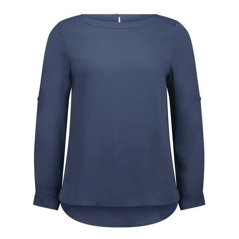 Womens stormblue long sleeve boatneck professional business workplace shirt Biz Collection S828LL Womens Madison Boatneck Top