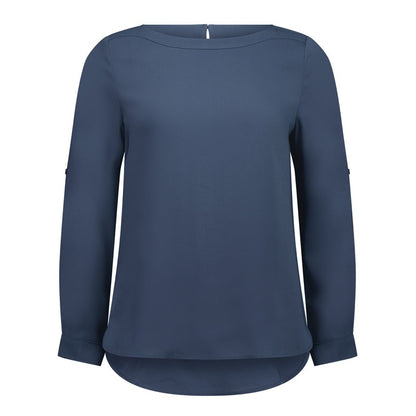 Womens stormblue long sleeve boatneck professional business workplace shirt Biz Collection S828LL Womens Madison Boatneck Top