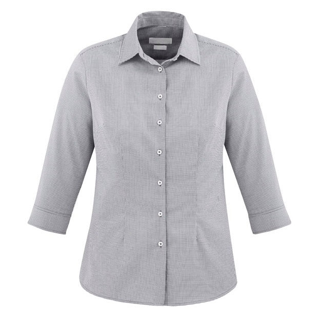 Womens silver grey semi fitted business office easy iron easy care Biz Collection S910LT Jagger Ladies 3/4 Shirt 