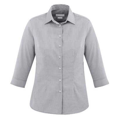Womens silver grey semi fitted business office easy iron easy care Biz Collection S910LT Jagger Ladies 3/4 Shirt 