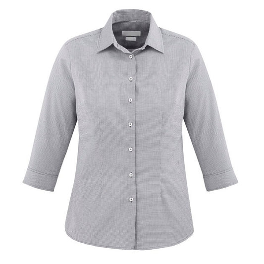 Womens silver grey semi fitted business office easy iron easy care Biz Collection S910LT Jagger Ladies 3/4 Shirt 