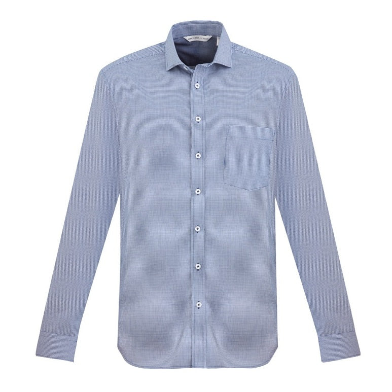 Mens light blue button down placket cuffed easy care wrinkle resistant professional corporate workplace shirt Biz Collection S910ML Jagger Mens Long Sleeve Shirt with chest pocket