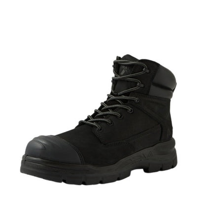Black tactical boot on a white background
