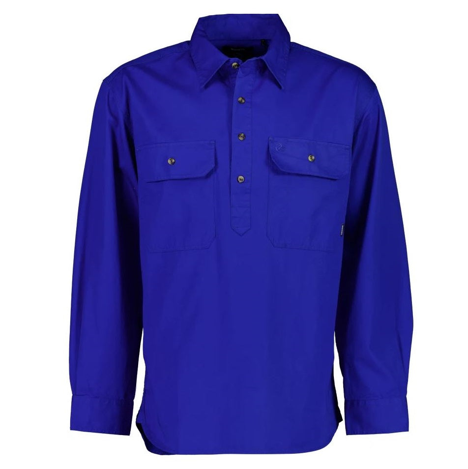 Swanndri Button Up Bright Blue Work Shirt 