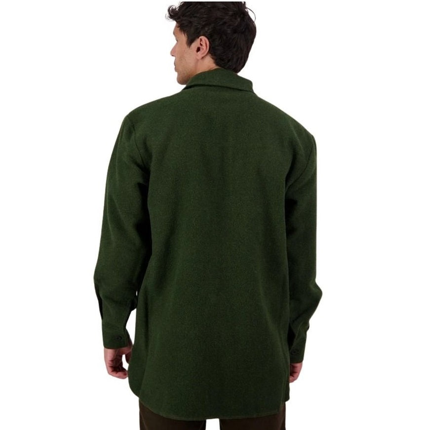 Person wearing a green shirt on a white background