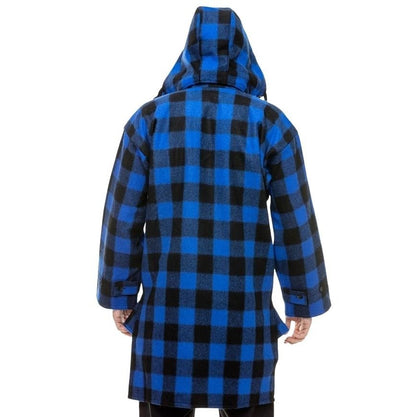 Blue and black checkered coat on a white background