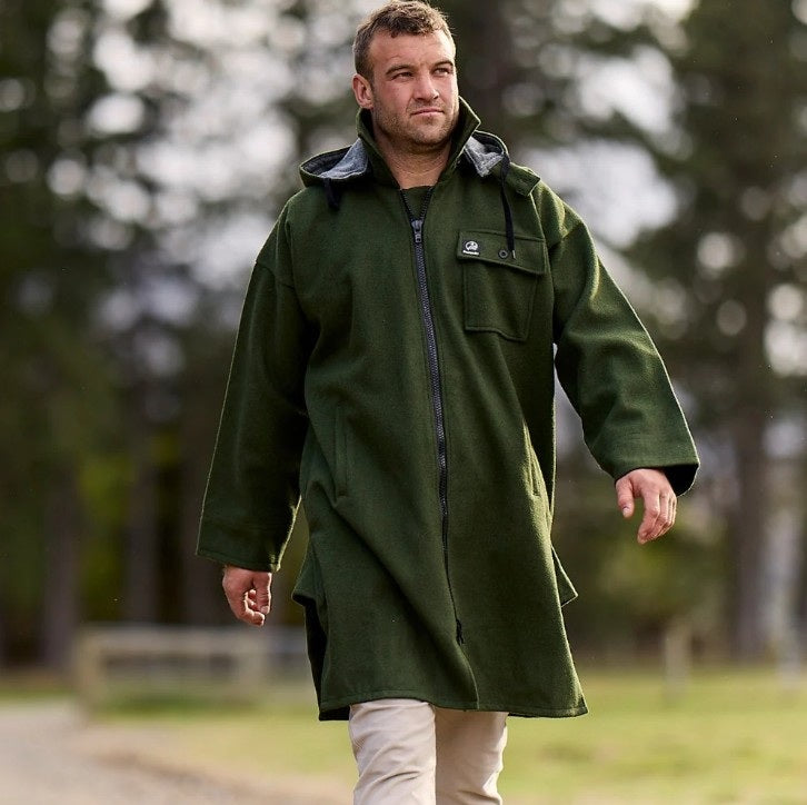 Swanndri SSD0116 Mosgiel Mens Green Wool Bush shirt with hood