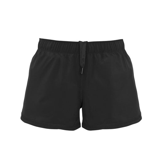 Biz Collection ST512L Ladies Tactic Shorts black elastic waist drawstring breathable quick drying moisture wicking everyday active wear sports shorts with reflective tape