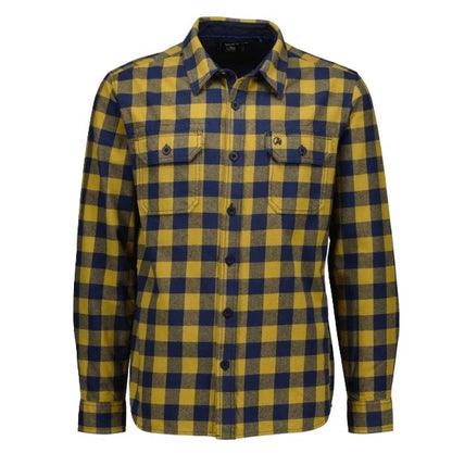 Yellow and blue plaid shirt on a white background
