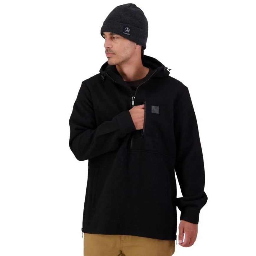 Swanndri SW224306M Mens Reidston Wool Annorak Black Colour Pullover with Pocket on chest