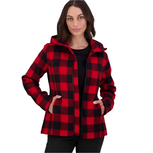 Swanndri SW244796W Womens Seattle V2 Wool Hoodie - Swanndri women's red and black checkered wool jacket