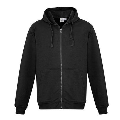Mens black soft brushed warm fabric Biz Collection SW762M Mens Full Zip everyday Hoodie