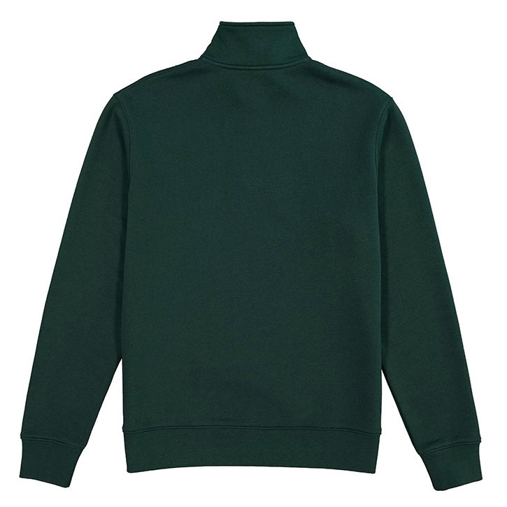 Green half-zip sweatshirt on a white background