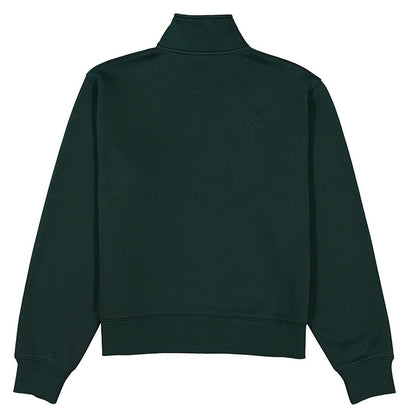 Dark green half-zip sweatshirt on a white background
