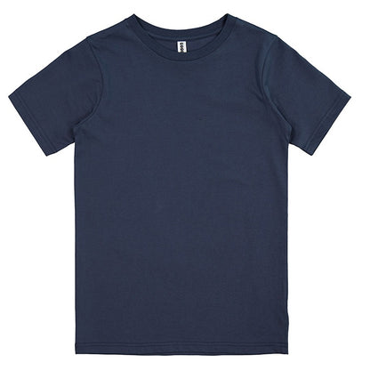 Navy blue t-shirt on a white background