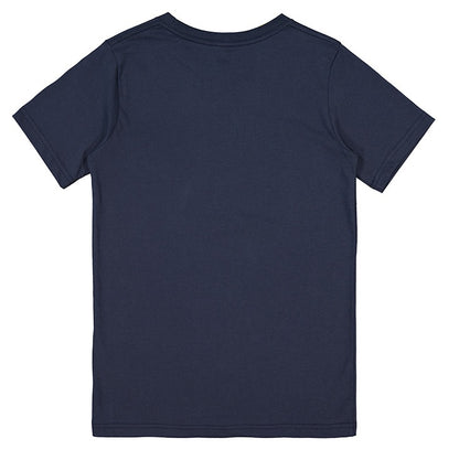 Navy blue t-shirt on a white background