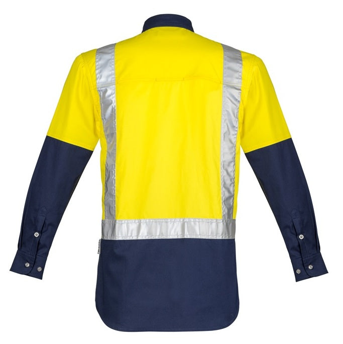Syzmik ZW124 Mens Hi Vis Spliced Industrial L/S Shirt- Shoulder Taped