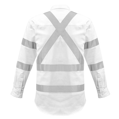 Syzmik ZW621 Mens White Bio Motion X Back Tape L/S Shirt