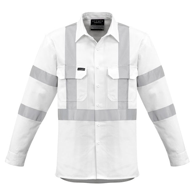 Syzmik ZW621 Mens White Bio Motion X Back Tape L/S Shirt