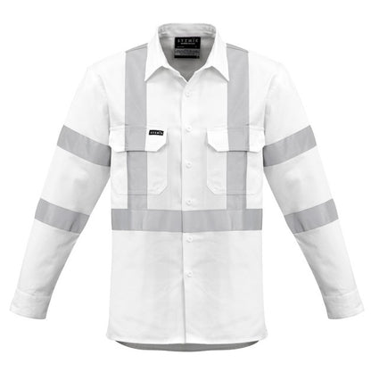 Syzmik ZW621 Mens White Bio Motion X Back Tape L/S Shirt