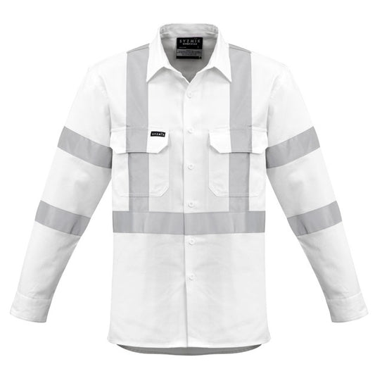 Syzmik ZW621 Mens White Bio Motion X Back Tape L/S Shirt