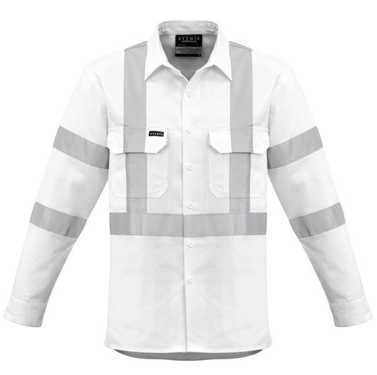 Syzmik ZW621 Mens White Bio Motion X Back Tape Long Sleeve Shirt