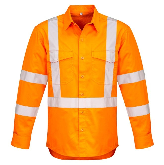 Syzmik ZW690 Mens HiVis X Back Tape L/S Shirt
