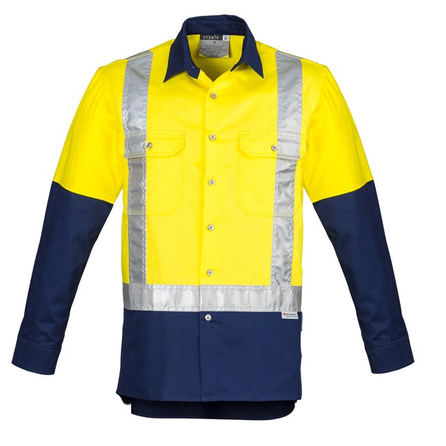 Syzmik ZW124 Mens Hi Vis Spliced Industrial L/S Shirt- Shoulder Taped