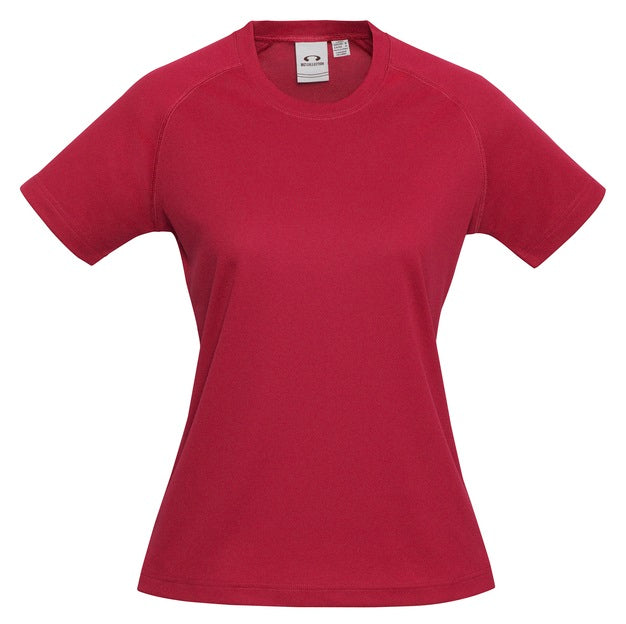 Womens Red professional everyday UPF Sun protection lightweight stylish Biz Collection T301LS Ladies Sprint Tee