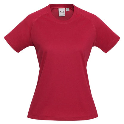 Womens Red professional everyday UPF Sun protection lightweight stylish Biz Collection T301LS Ladies Sprint Tee