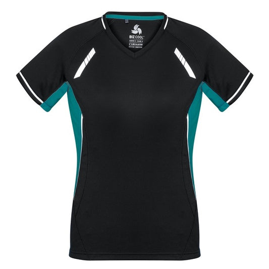 Biz Collection T701LS Ladies Renegade Tee Black/Teal/Silver