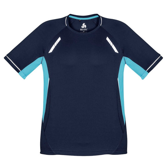 Mens Navy blue and silver high performance sports tee Biz Collection T701MS Mens Renegade Tee