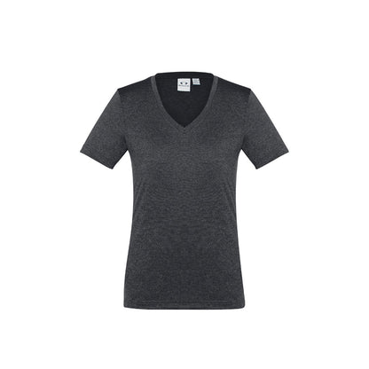 Biz Collection T800LS Ladies Aero Tee Charcoal - Front view