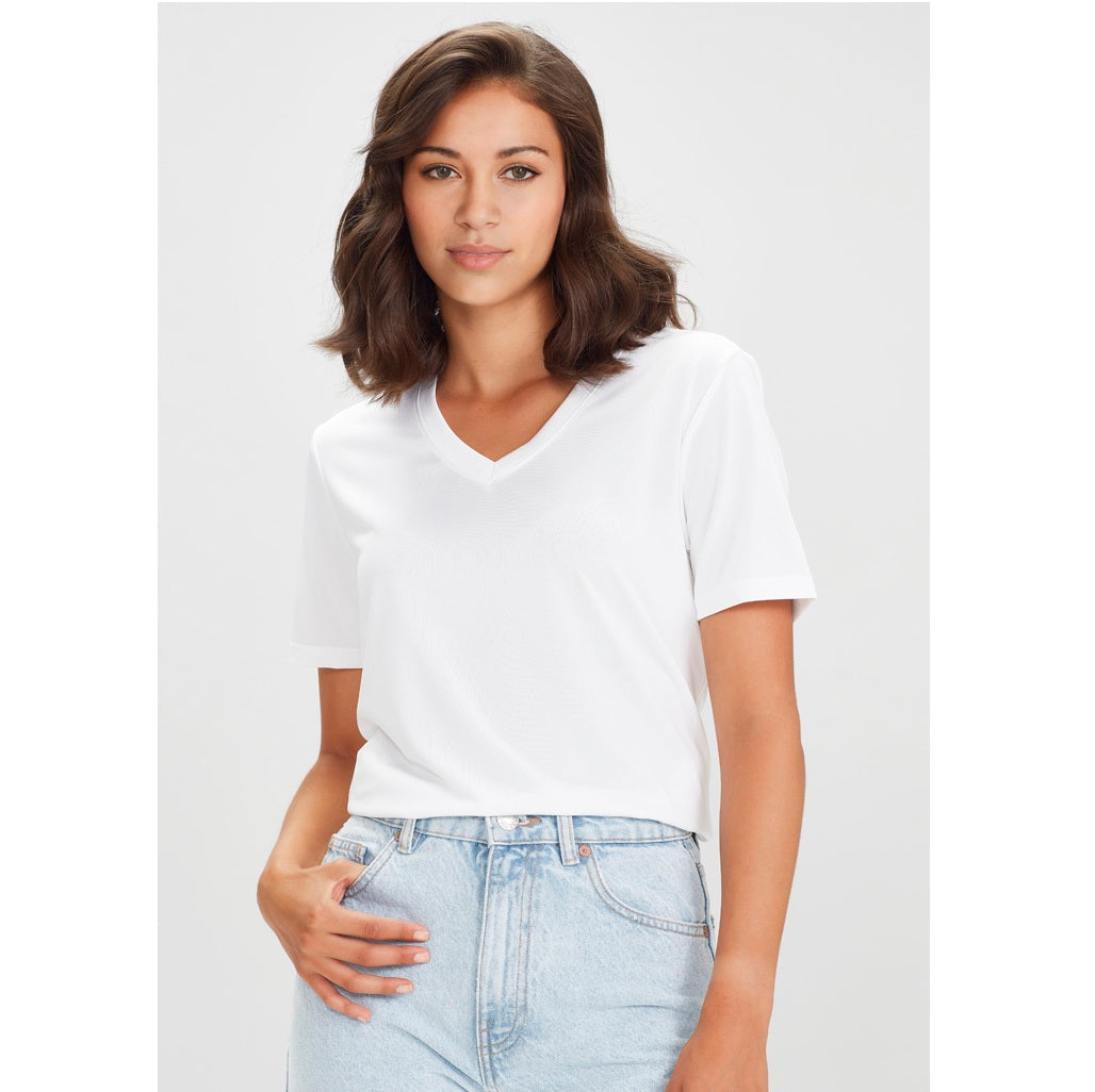Biz Collection T800LS Ladies Aero Tee Solid White