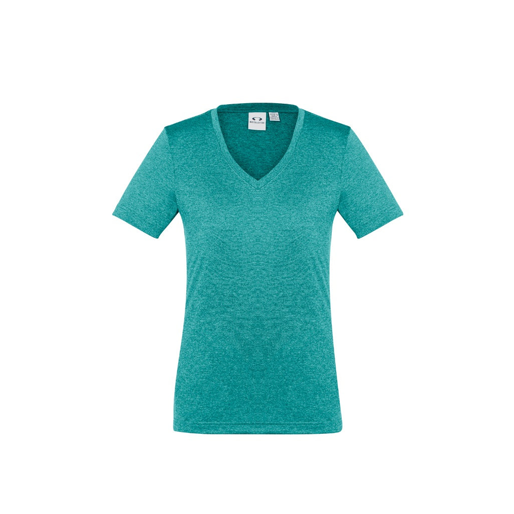 Biz Collection T800LS Ladies Aero Tee Solid Teal - Front view