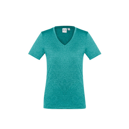 Biz Collection T800LS Ladies Aero Tee Solid Teal - Front view