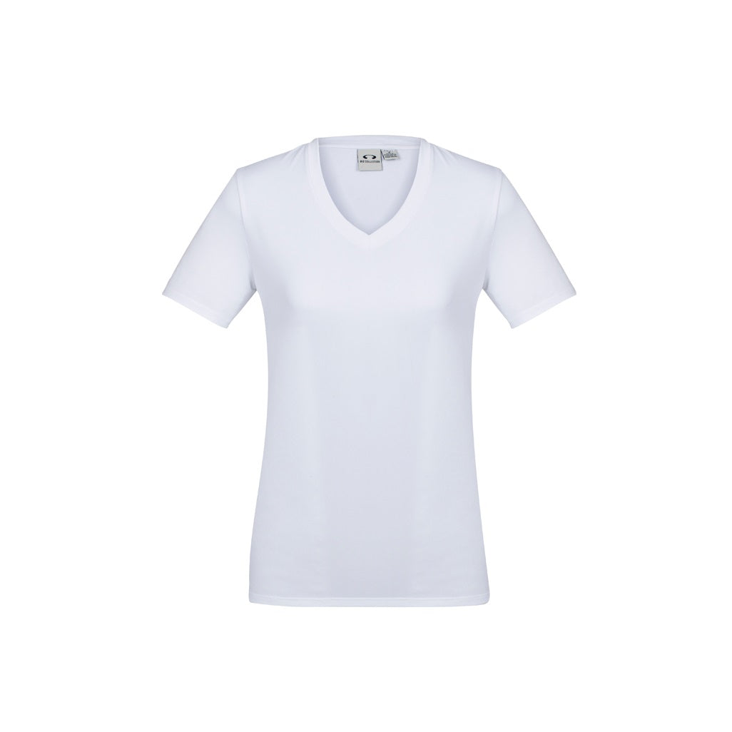 Biz Collection T800LS Ladies Aero Tee Solid White - Front view