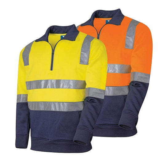 TRu Workwear TF2950T7 1/4 Zip Fleece Jumper With TRuVis Tape