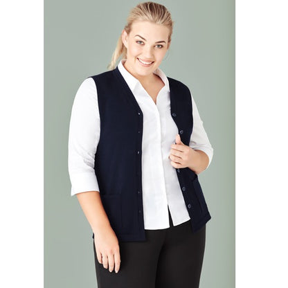 Biz Care CK961LV Women's Button Front Knit Vest