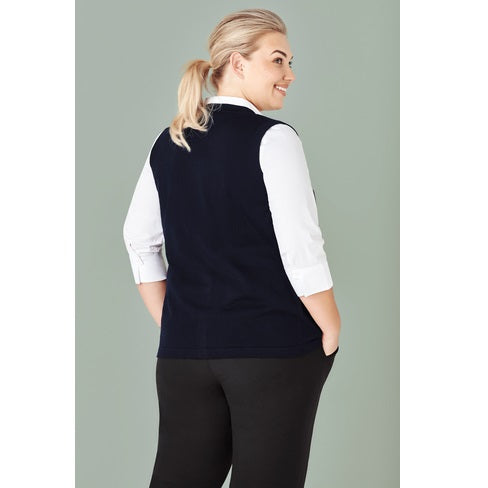 Biz Care CK961LV Women's Button Front Knit Vest