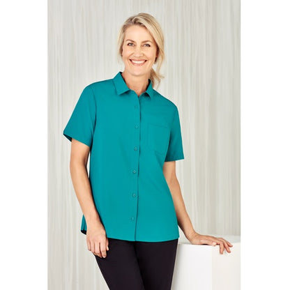 Inaura CS947LS Ladies Plain Short Sleeve Shirt - Teal - Alternative Front View