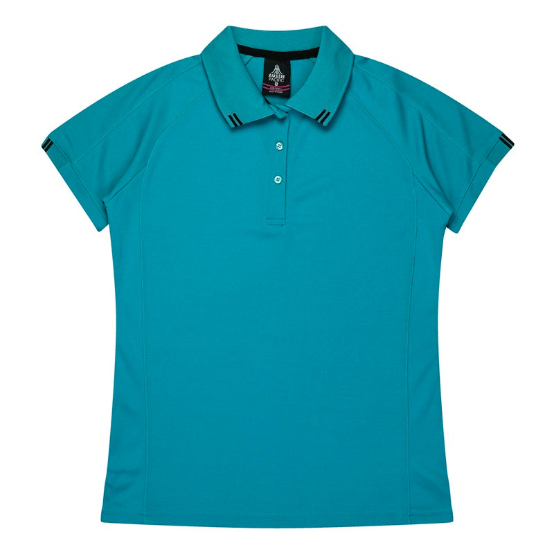 womens teal with black detail short sleeve Aussie Pacific N2308 Flinders Lady Polos