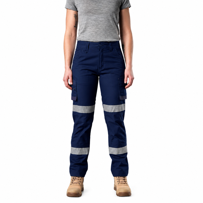 FXD WP-7WT Womens Taped Stretch Ripstop Work Pants - Navy - Front View