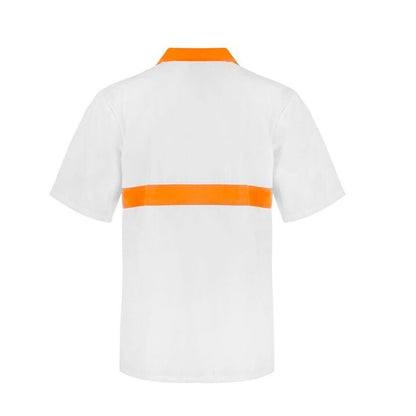 Workcraft WS3007 Food Industry Jac Shirt with Contrast Collar and Chestband- S/Sleeve