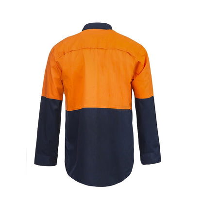 Workcraft WS4247 Lightweight HiVis 2-Tone Long Sleeve Vented Cotton Drill Shirt