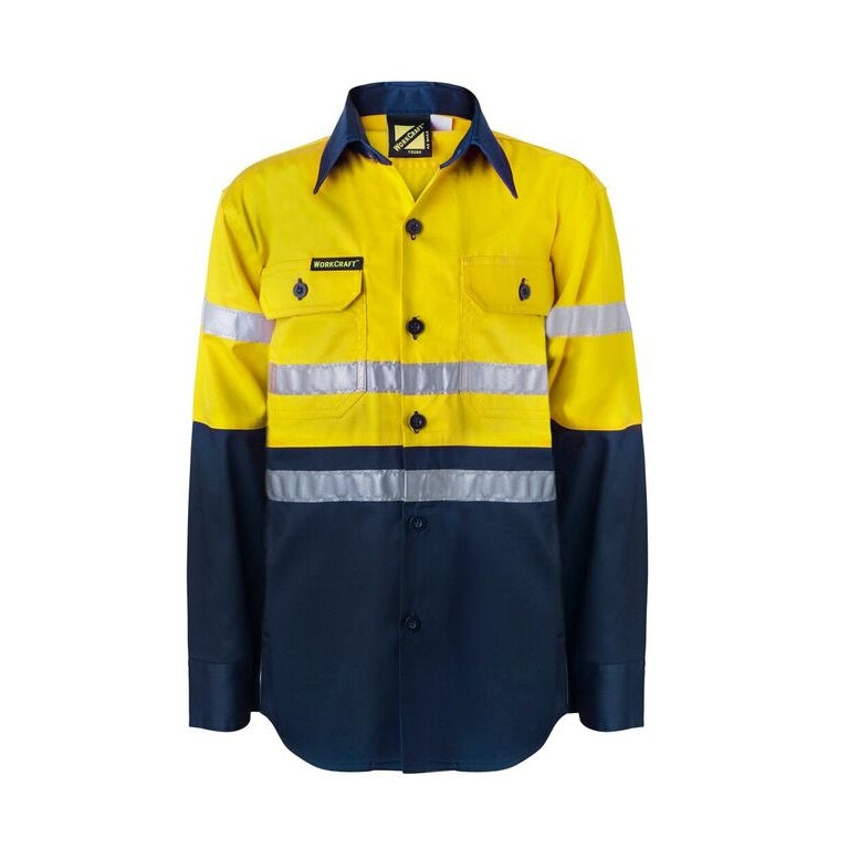 Workcraft WSK125 DISCONTINUED Kids HiVis 2-Tone Long Sleeve Shirt 3M Tape