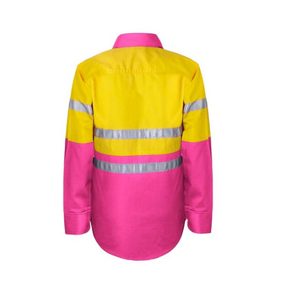 Workcraft WSK125 DISCONTINUED Kids HiVis 2-Tone Long Sleeve Shirt 3M Tape